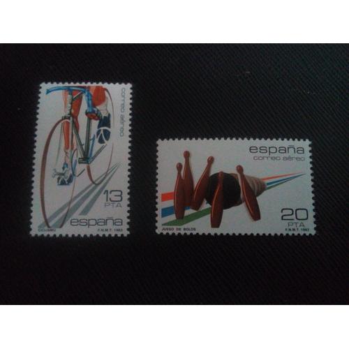 Timbre Espagne Yt Pa 302 - 303 Sports, Cyclisme Et Bowling 1983 ( 030105 )