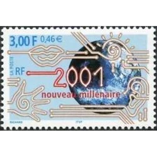 Timbre France 2000 Neuf ** Yt N 3357 Nouveau Millnaire 2001