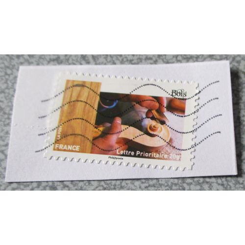 Timbre France Lettre Prioritaire 20g- Mtiers Bois - Autoadhsif Et Oblitr Provrenant Du Carnet L'art Et La Matire 2015 - Date De Sortie 5/01/2015