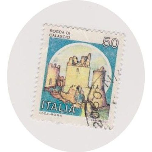 Timbre Italie Chateaux Fort Monument Ville Rocca Di Calascio 