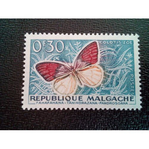 Timbre Madagascar Yt 341 Pointe Violette (Colotis Zoe) 1960 ( 05204 )
