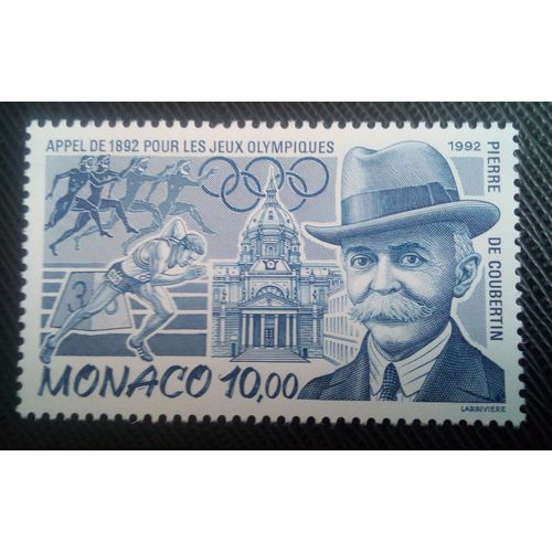 Timbre Monaco Y T 1853 Centenaire De L'initiative De Rintroduction Des Jeux Olympiques 1992 ( 160906 )