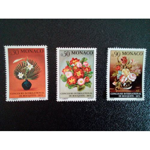 Timbre Monaco Yt 897  899 Sries: Intl. Concours Pour La Reliure De Fleurs, Monte Carlo 1972
