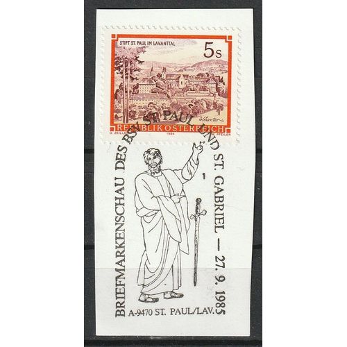 Timbre Monastre Saint Paul En Autriche Sur Fragment Avec Trs Belle Oblitration De Saint Gabriel. 1985 N 1656