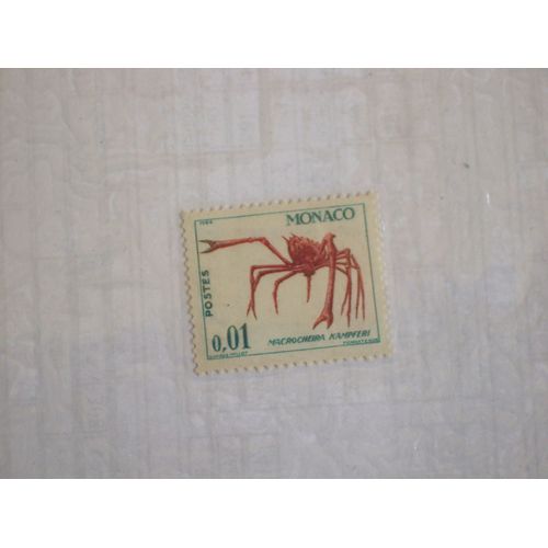 Timbre Mongasque De 1 Ct , Macrocheira Kampferi/Araigne De Mer.