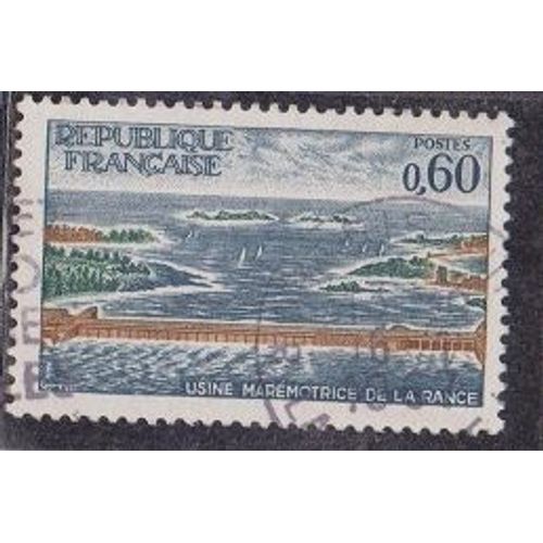 Timbre N1507 Y&t 0,60f Bleu-Noir, Brun Et Vert Fonc Usine Marmotrice De La Rance