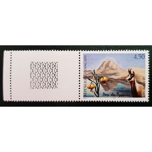 Timbre N 3056 - Parc Des Pyrnes - Isard Et Lis Jaune - 1997