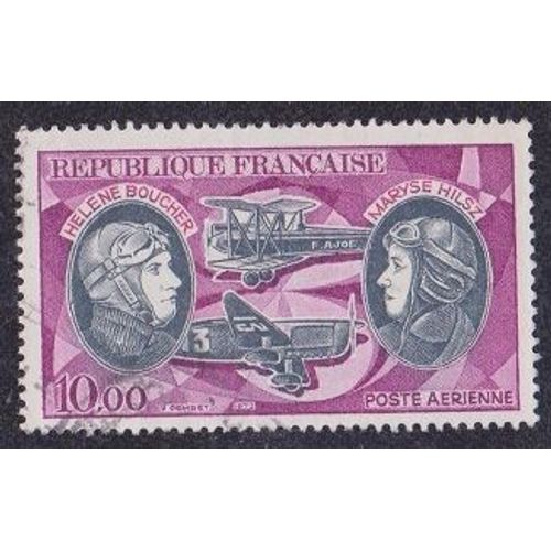 Timbre NP.A. 47 Y&t 10,00 F Violet Et Noir Hlne Boucher Et Maryse Hilsz, Pionniers De La Poste Arienne