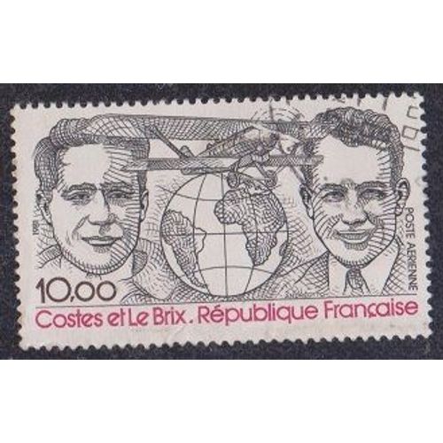Timbre NP.A. 55 Y&t 10,00 F Noir Et Rouge Hommage Aux Aviateurs Dieudonn Costes Et Joseph Le Brix Premire Traverse De L'atlantique Sud Sans Escale 1927