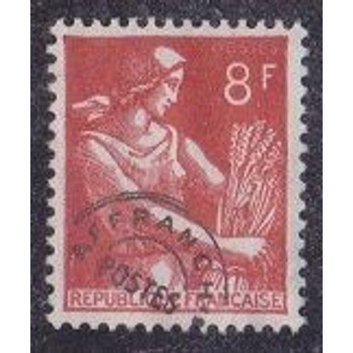 Timbre N P.R.108 Y&t 8,00 F Rouge-Brun Type Moissonneuse