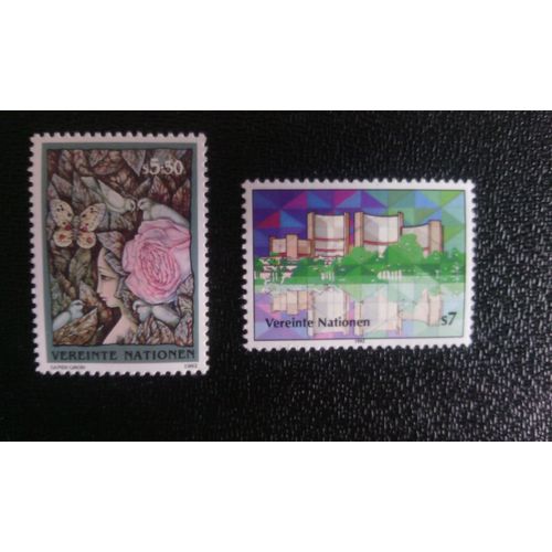 Timbre Nations Unis (Onu) Vienne Yt 137 - 138 Sries: Femmes, Fleur, Papillon, Sige De L'onu, Vienne 1992