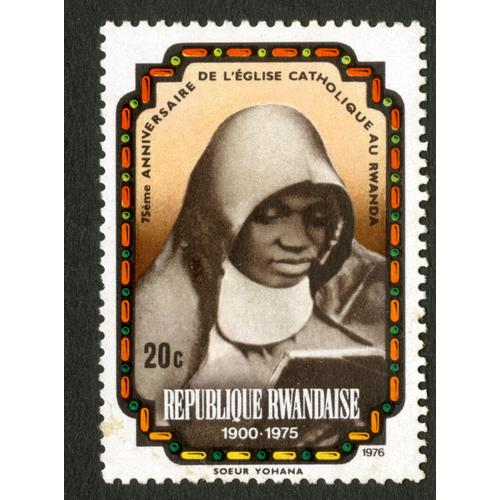 Timbre Non Oblitr Rpublique Rwandaise, 75me Anniversaire De L'glise Catholique Au Rwanda 1900 - 1975, Soeur Yohana, 1976, 20 C