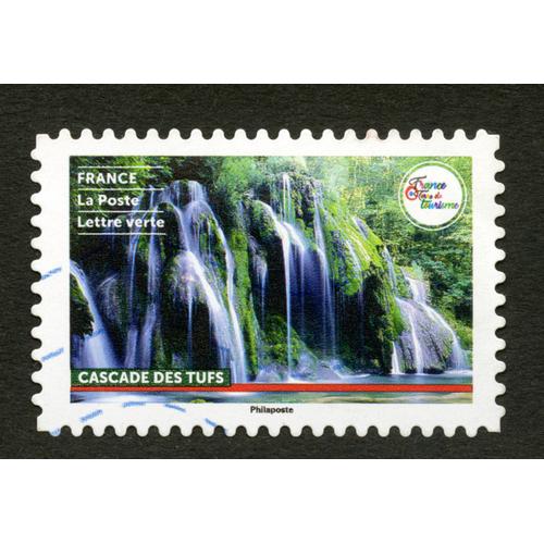 Timbre oblitéré cascade des tufs, france, la poste, lettre verte ...