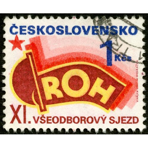 Timbre Oblitr Ceskoslovensko , Roh, Xi. Vseodborovy Sjezd, 1 Kcs