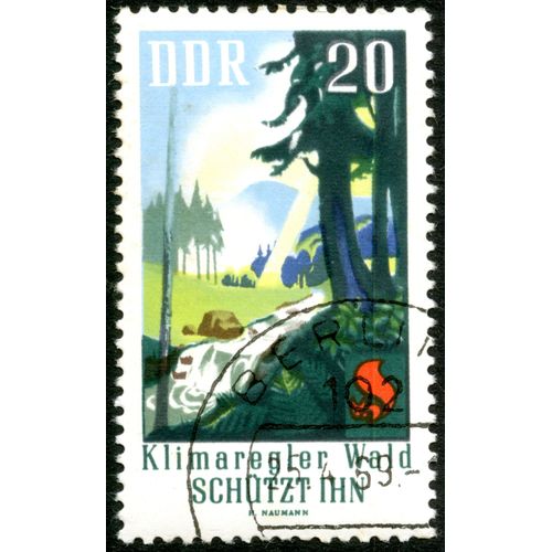 Timbre Oblitr Ddr, 20, Klimaregler Wald, Schtzt Ihn
