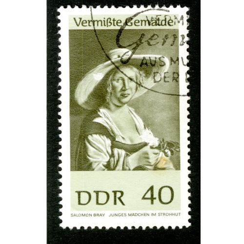 Timbre Oblitr Ddr 40, Salomon Bray Junges Mdchen Im Strohhut, Vermisste Gemlde, 1967