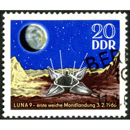 Timbre Oblitr Ddr, Luna 9, Erste Weiche Mondlandung 3.2.1966, 20
