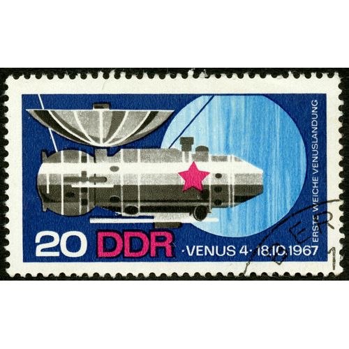 Timbre Oblitr Ddr, Venus 4 - 18.10.1967, Erste Weiche Venuslandung, 20