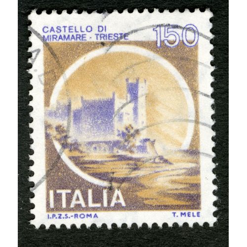 Timbre Oblitr Italia, Castello Di Miramare , Trieste, 150
