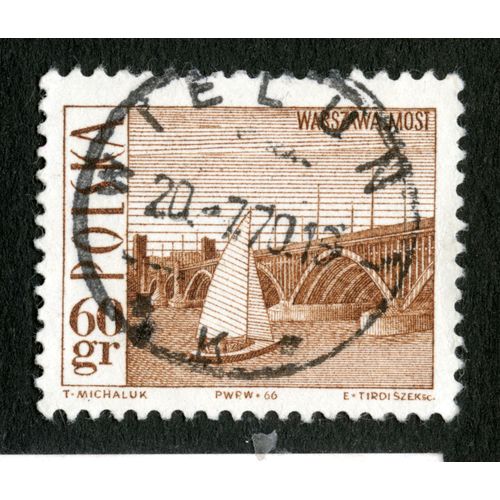 Timbre Oblitr Polska, Warszawa Most, Michaluk,Tirdiszek,1966, 60 Gr