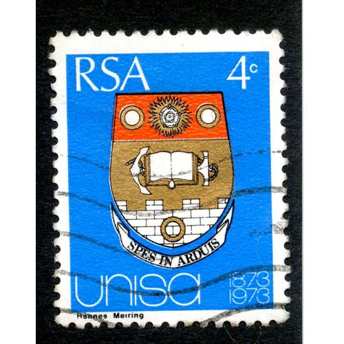 Timbre Oblitr Rsa, Unisa, 1873-1973, Spes In Arduis, 4c