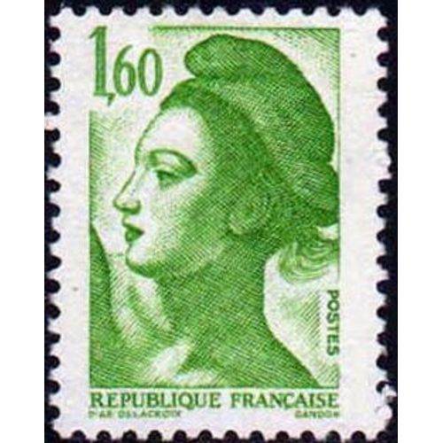 Timbre Oblitr - Type Libert De Gandon 1f 60 - D'aprs Le Tableau La Libert Guidant Le Peuple D' Eugne Delacroix - N 2219