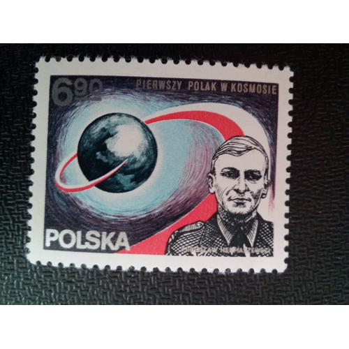 Timbre Pologne Yt 2391 1er Cosmonaute Polonais En Mission Spatiale Russe 1978 ( 60404 )