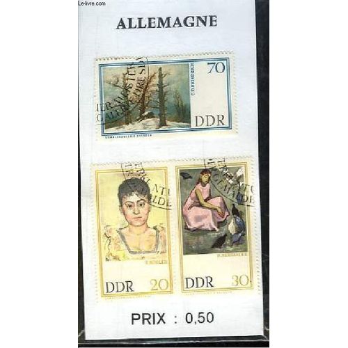 Pochette De 3 Timbres-Poste Oblitrs, D'allemagne. Rpublique Dmocrate. Ddr : Hodler, Bergander. Friedrich C.D de Timbre Poste