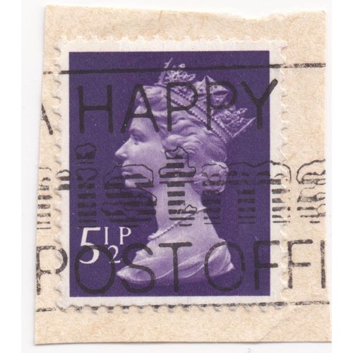 Timbre Royaume Uni : Timbre Oblitr, Reine Elizabeth I I Profil Gauche Sur Fond Violet Fonc, 5 1/2 Pence P