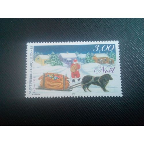 Timbre St Pierre Et Miquelon Y T 685 Le Traneau Du Pre Nol S'est Arrt Devant Un Groupe De Maisons 1998 ( 061106 )