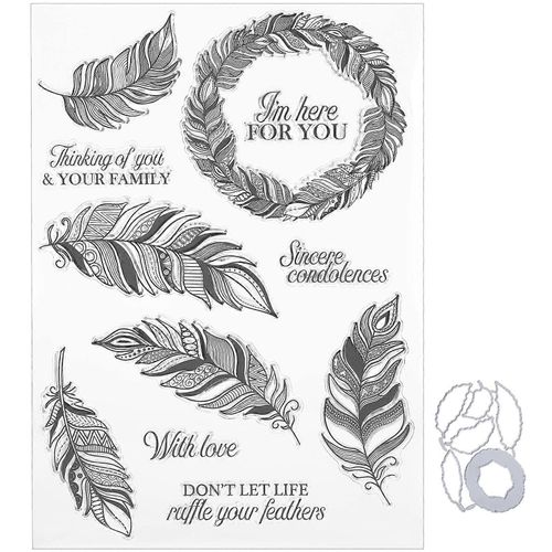 Timbre Transparent En Caoutchouc Tpr Rectangle Diy Journal Artisanat Art Plume Motif Accessoires