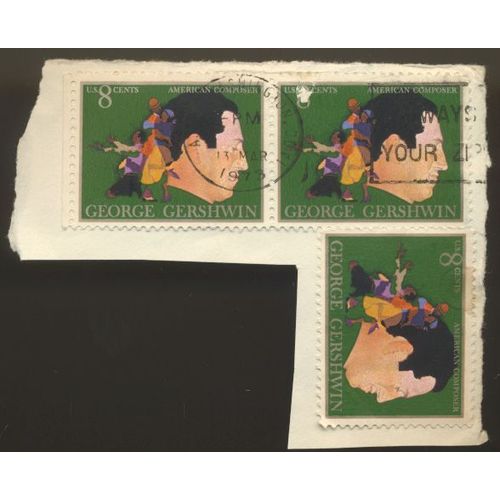 Timbre U S A, American Composer George Gershwin, U S 8 Cents 2 Timbrs Oblitrs, 1 Timbre Non Oblitr
