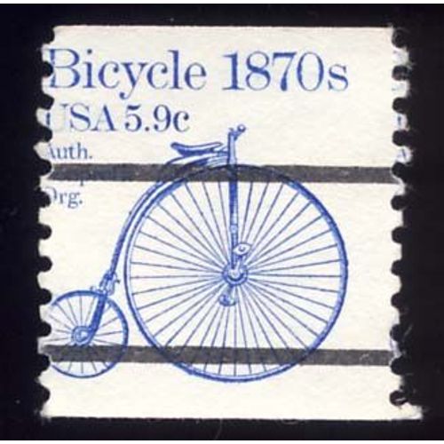 Timbre U S A, Bicycle 1870s, Auth. Org. U S A 5.9 Cents, Oblitr