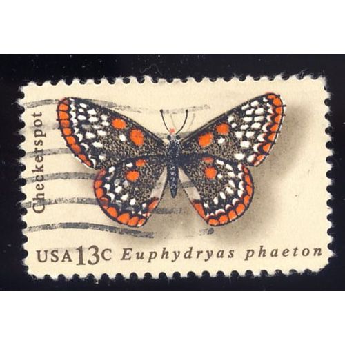 Timbre U S A, Euphydryas Phaton, Checkerspot, U S A 13 Cents, Oblitr