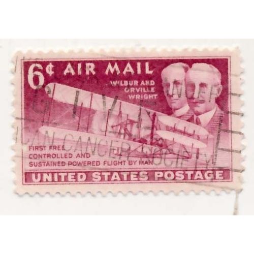 Timbre U S A, First  Free Controlled And Sustained Powered Flight By Man, 6 Cents, Oblitr