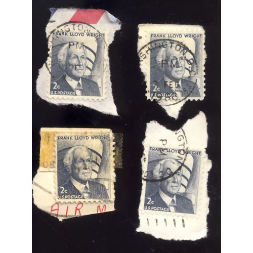 Timbre U S A, Frank Lloyd Wright, U S Postage 2 Cents Oblitrs (4 Timbres)