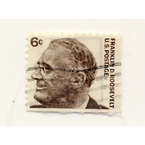 Timbre U S A, Franklin D. Roosevelt, U S Postage 6 Cents Oblitr (Version Nom Vertical  Droite)