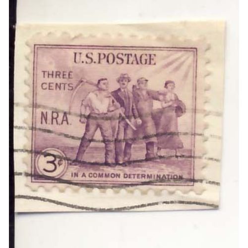 Timbre U S A, N. R. A. In A Common Determination, 3 Cents, Oblitr