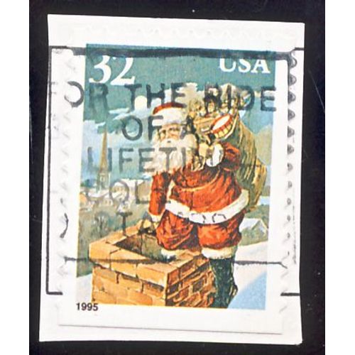 Timbre U S A,  Pre Nol Dans La Chemine, U S A 32 Cents, Oblitr
