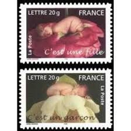 Timbres De Naissances : "C'Est Un Garon" Et "C'Est Une Fille" La Paire Anne 2005 Autoadhsifs N 3804 3805 Ou 54 55 Yvert Et Tellier Luxe