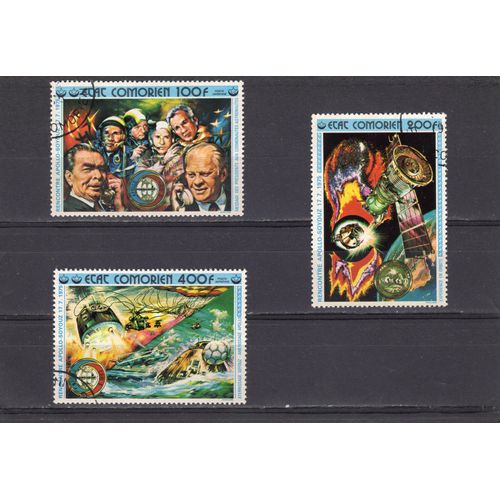 Timbres De Poste Arienne Des Comores (Coopration Spatiale U.S.A.-U.R.S.S.)