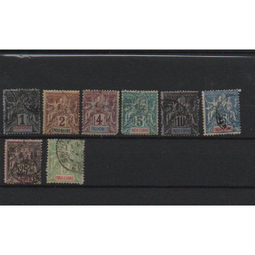 Timbres Indochine N 3, 4, 5, 6, 7, 8, 10, 17
