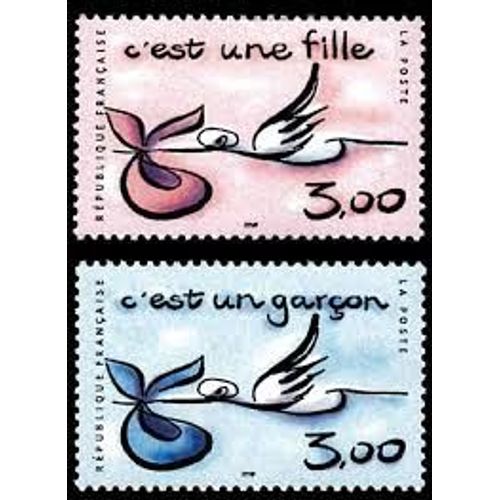 Timbres Pour Naissances : "C'Est Un Garon" Et "C'Est Une Fille" La Paire Anne 1999 N 3231 3232 Yvert Et Tellier Luxe