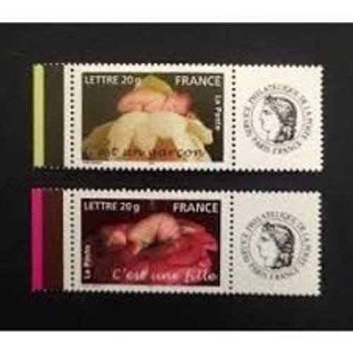 Timbres Pour Naissances: "C'Est Un Garon" Et "C'Est Une Fille' La Paire Personnaliss Crs Anne 2005 N 3804a 3805a Gommes Yvert Et Tellier Luxe Validit Permanente Prioritaire