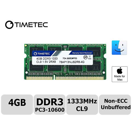 Timetec Hynix IC compatible with Apple 4GB DDR3 1333MHz PC3-10600 SODIMM Memory Upgrade For Selected MacBook Pro,iMac,Mac mini