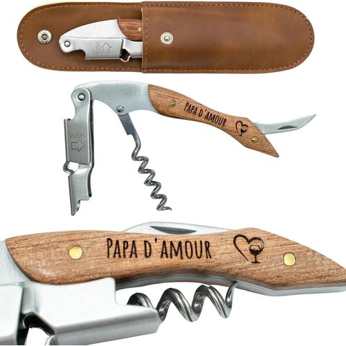 Tire-Bouchon Papa Sommelier En Acier Inoxydable Grav, Professionnel, Fte Des Pres Et Nol - Ouvre-Capsule, Couteau - Cadeau Personnalis Pour Homme- Ouvre-Bouteille Cadeau Anniversaire