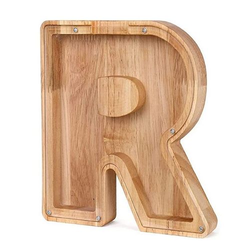 Tirelire Anglaise 26 Lettres,Bote D'conomie D'argent En Bois,Pot De Pices De Monnaie,Bote De Rangement,Ornement De Bureau,Dcoration De Maison,Artisanat,Cadeau De Nol - Type R #A