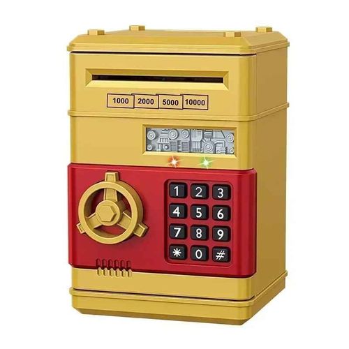 Tirelire lectronique Automatique,Mini Coffre-Fort Pour Pices De Monnaie,conomie D'argent,Mot De Passe,Compteur De Code,Serrure  Cl,Banque De Monnaie,Atm,Cadeau Pour Enfant - Type Gold #B
