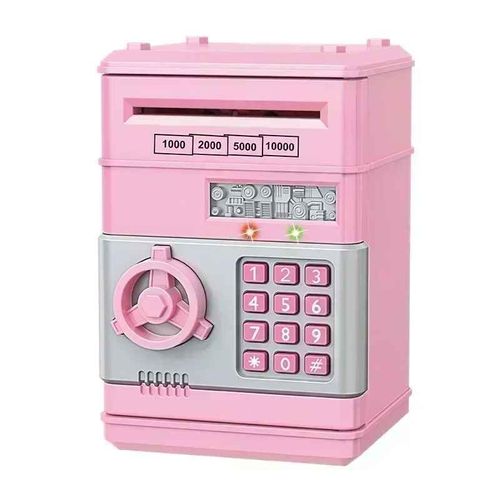 Tirelire lectronique Automatique,Mini Coffre-Fort Pour Pices De Monnaie,conomie D'argent,Mot De Passe,Compteur De Code,Serrure  Cl,Banque De Monnaie,Atm,Cadeau Pour Enfant - Type Pink #A