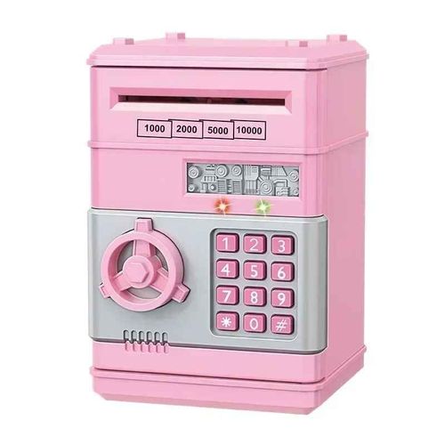 Tirelire lectronique Automatique,Mini Coffre-Fort Pour Pices De Monnaie,conomie D'argent,Mot De Passe,Compteur De Code,Serrure  Cl,Banque De Monnaie,Atm,Cadeau Pour Enfant - Type Pink #B